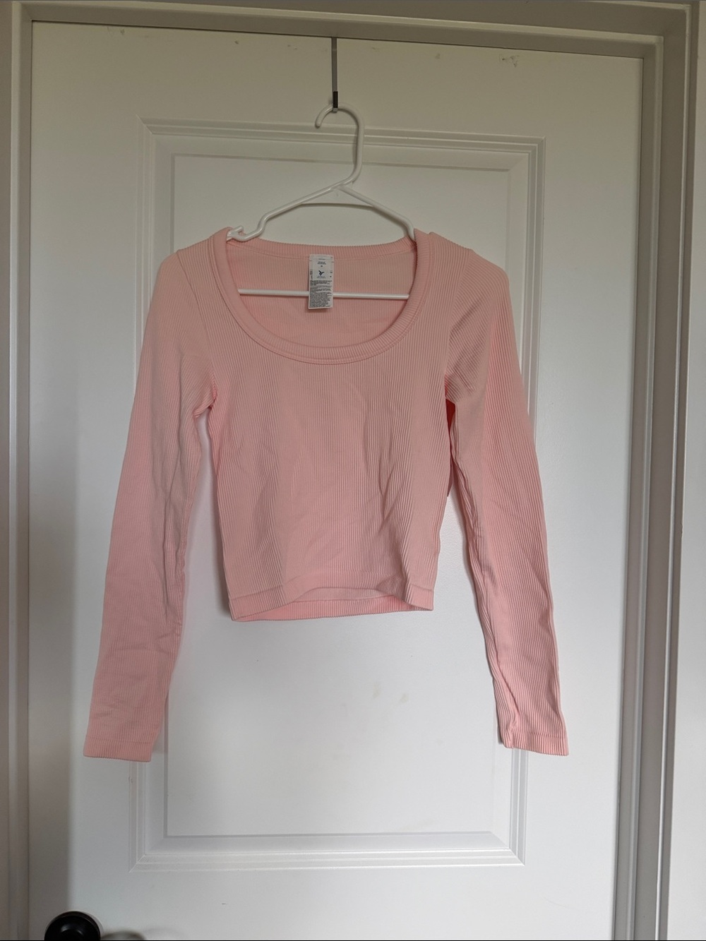 Old Navy Ribbed Scoop-Neck Long Sleeve Top - Light Pink